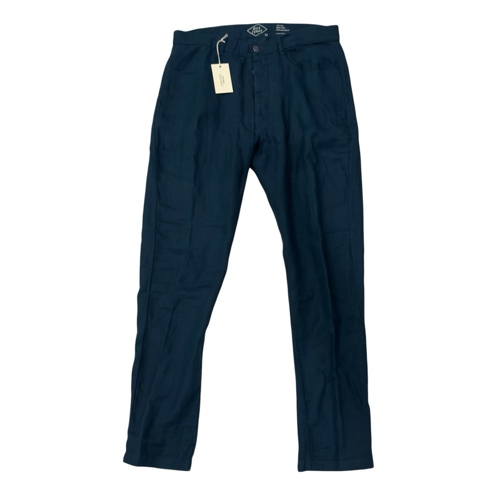 Alex Crane NEW Mens Size 33 Teal Blue Button Fly Linen Cham Chino Straight Pants